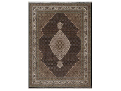 Tabriz hand-knotted wool rug in Black, 8'11" x 12'2", SKU O092699