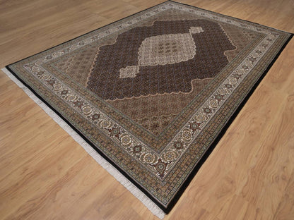 Tabriz hand-knotted wool rug in Black, 8'11" x 12'2", SKU O092699 (view 3)