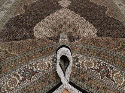Tabriz hand-knotted wool rug in Black, 8'11" x 12'2", SKU O092699 (view 5)