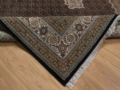 Tabriz hand-knotted wool rug in Black, 8'11" x 12'2", SKU O092699 (view 6)