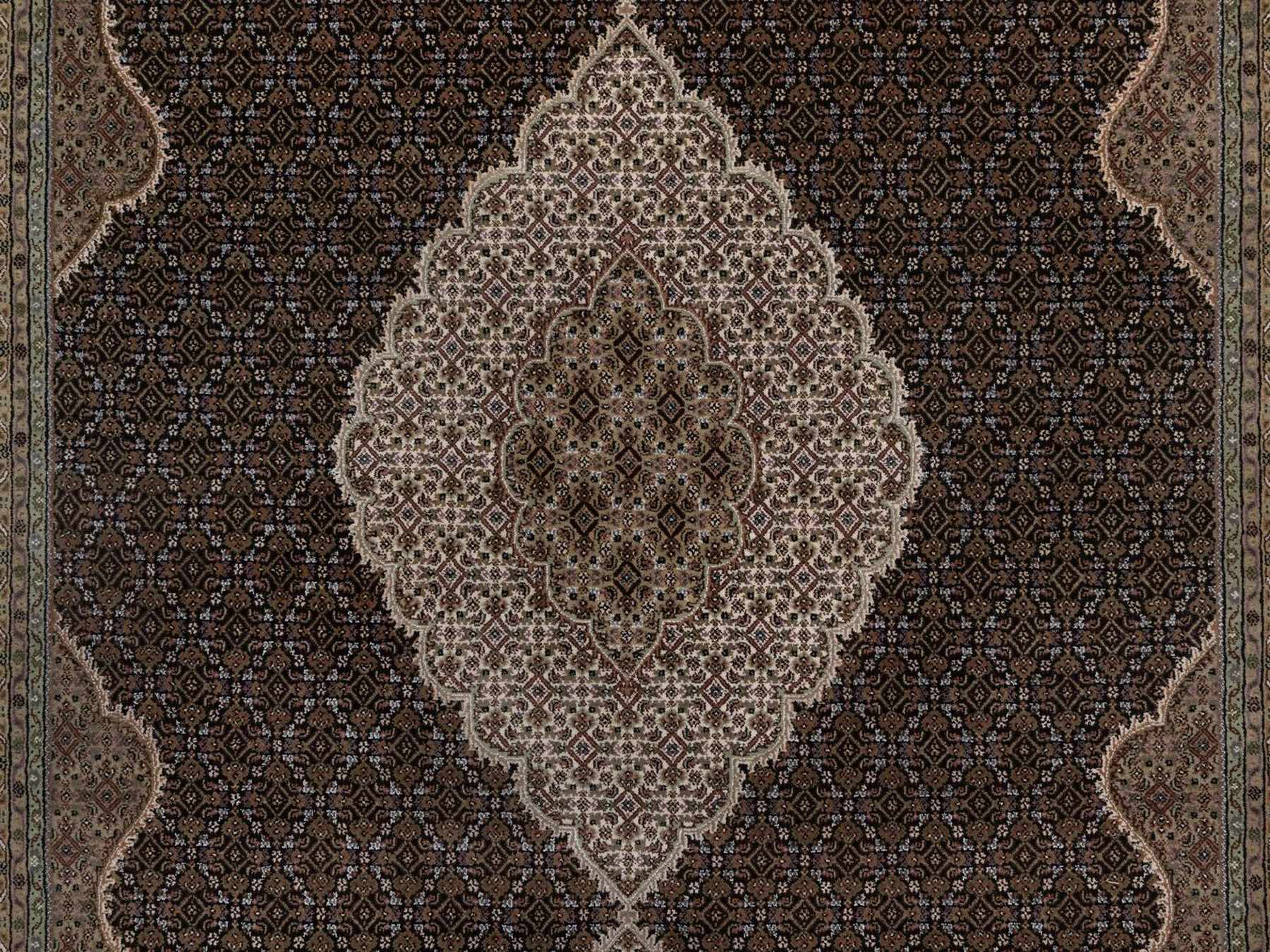 Tabriz hand-knotted wool rug in Black, 8'11" x 12'2", SKU O092699 (view 8)