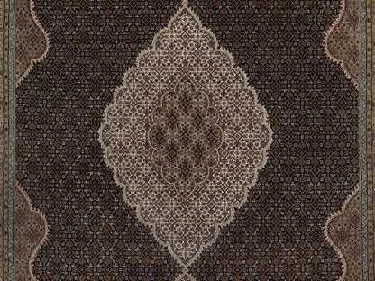 Tabriz hand-knotted wool rug in Black, 8'11" x 12'2", SKU O092699 (view 8)