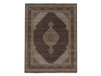 Tabriz hand-knotted wool rug in Black, 9' x 12', SKU O092700