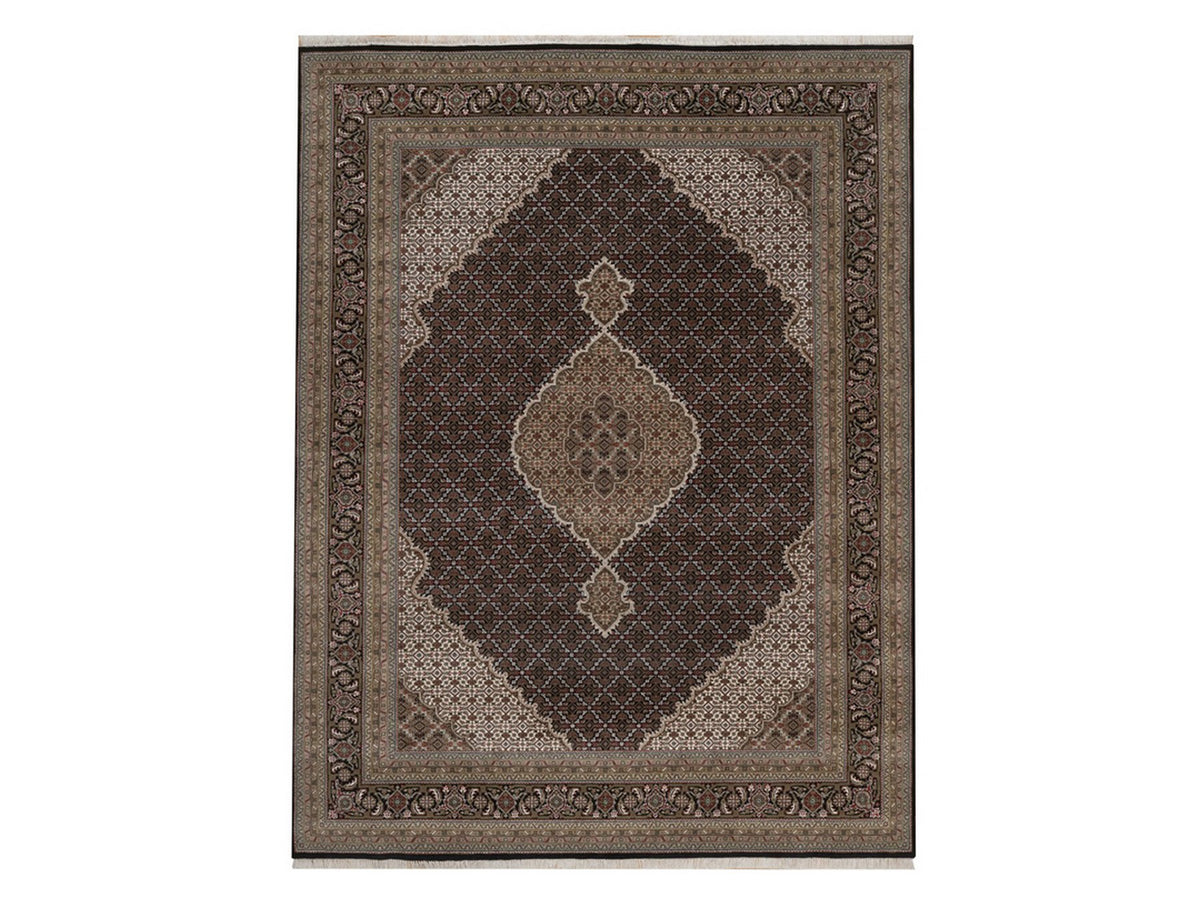 Tabriz hand-knotted wool rug in Black, 9' x 12', SKU O092700