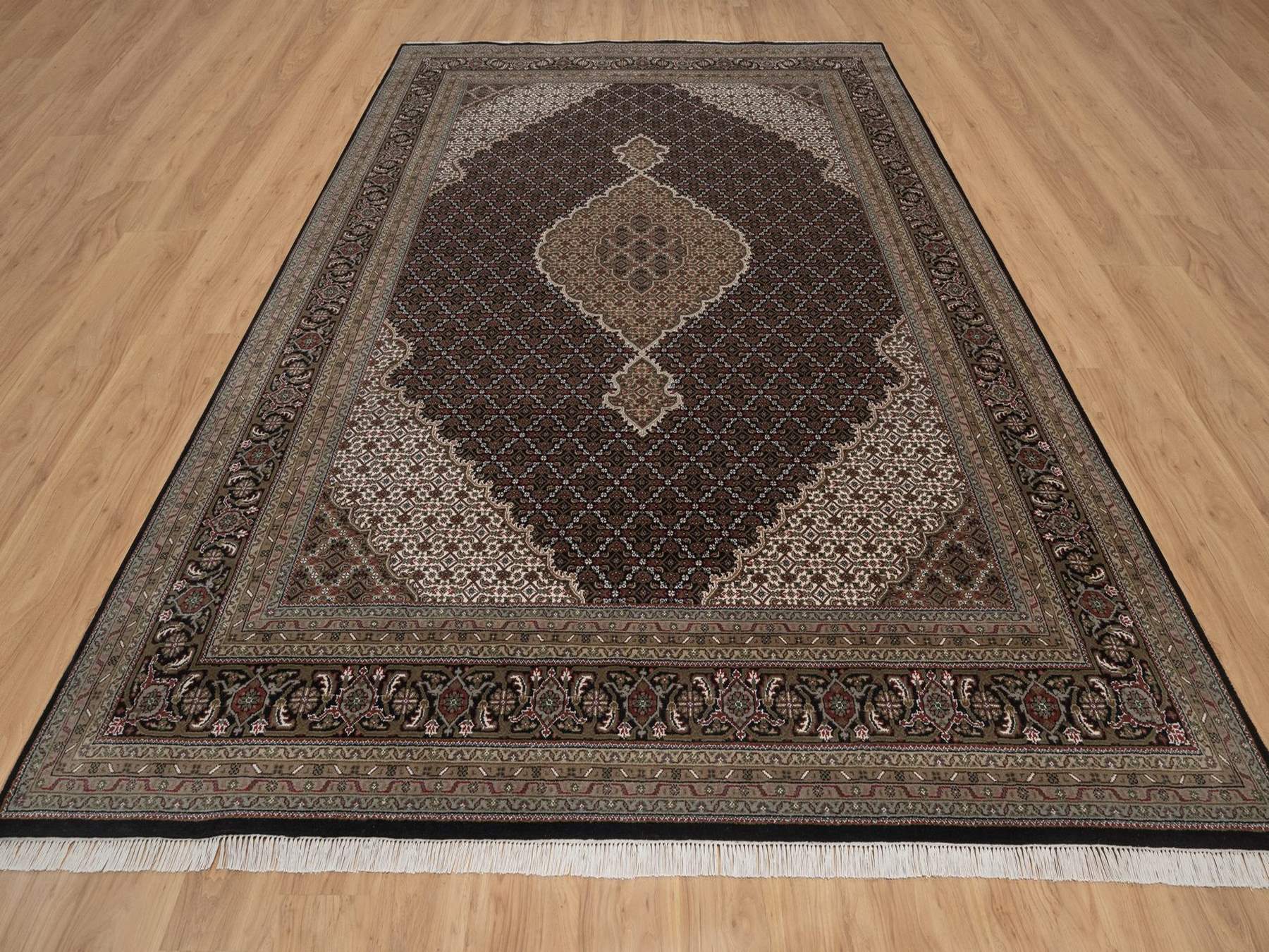 Tabriz hand-knotted wool rug in Black, 9' x 12', SKU O092700 (view 2)