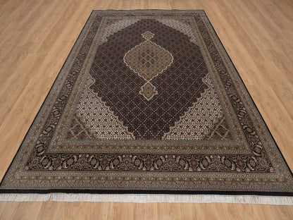 Tabriz hand-knotted wool rug in Black, 9' x 12', SKU O092700 (view 2)