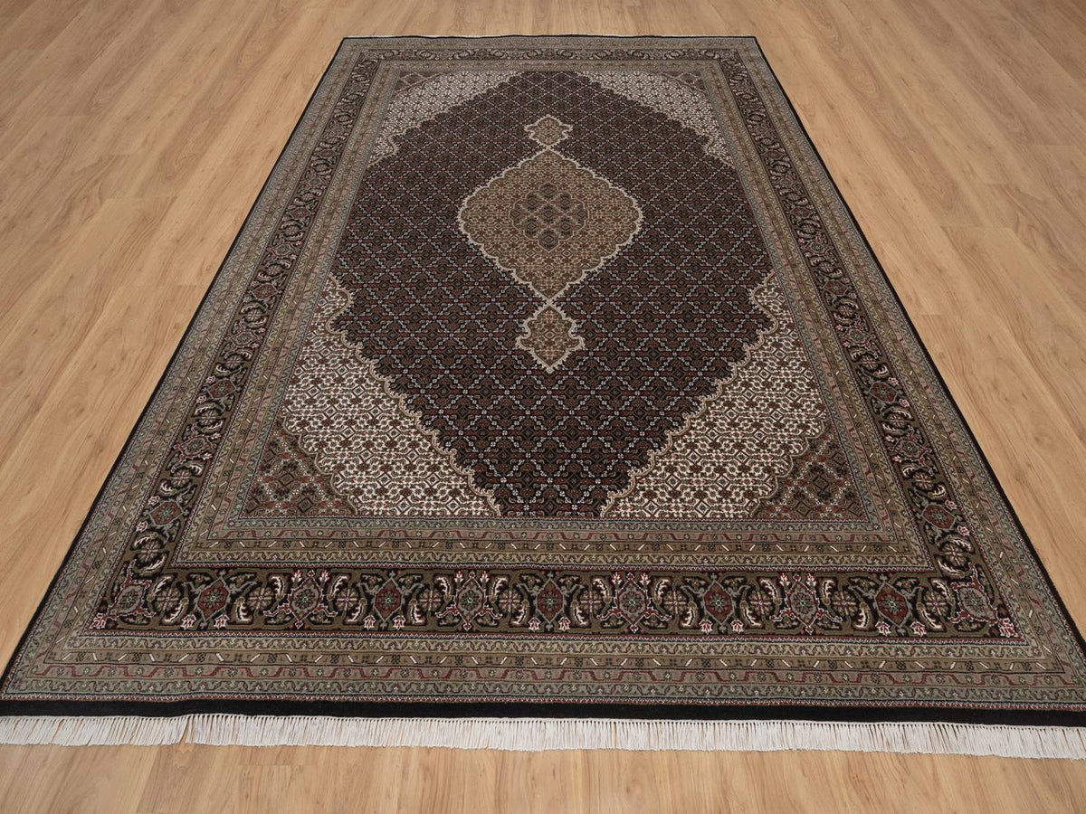 Tabriz hand-knotted wool rug in Black, 9' x 12', SKU O092700 (view 2)