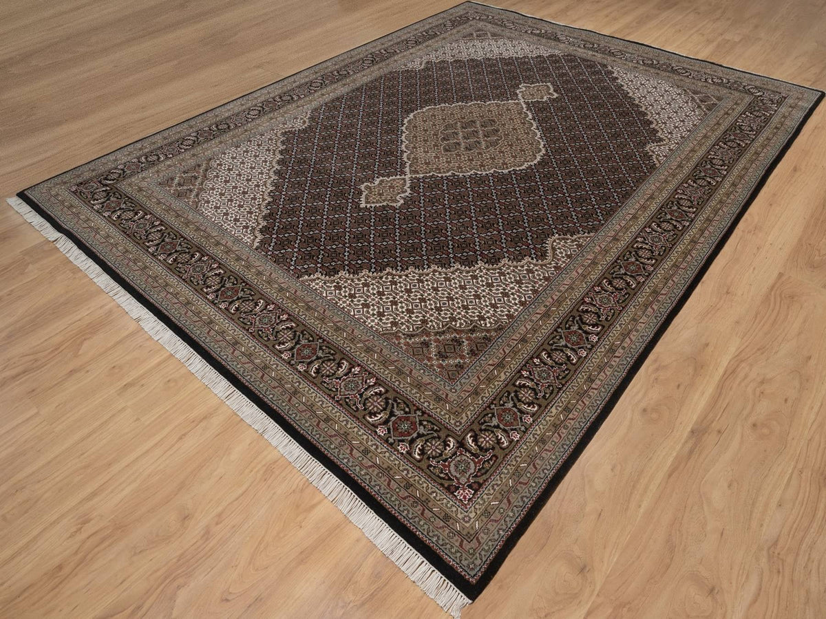 Tabriz hand-knotted wool rug in Black, 9' x 12', SKU O092700 (view 3)