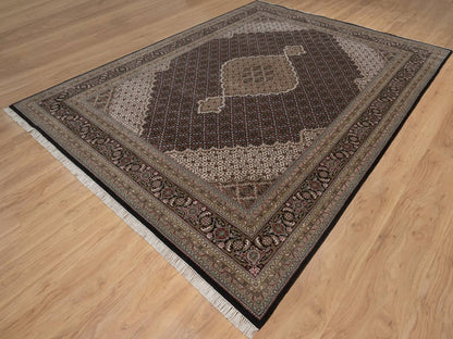 Tabriz hand-knotted wool rug in Black, 9' x 12', SKU O092700 (view 3)