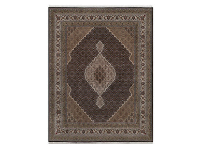 Tabriz hand-knotted wool rug in Black, 7'10" x 10', SKU O092701