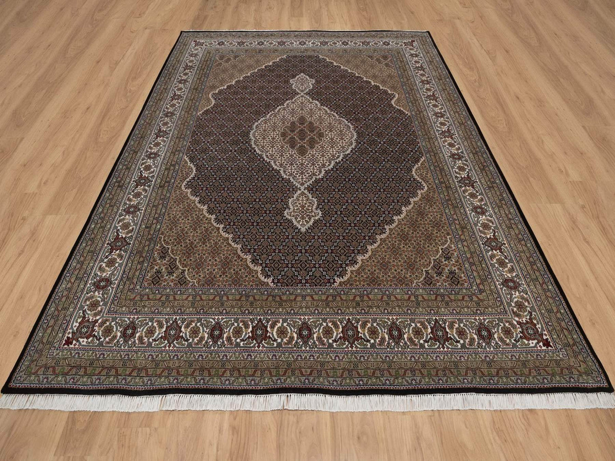 Tabriz hand-knotted wool rug in Black, 7'10" x 10', SKU O092701 (view 2)