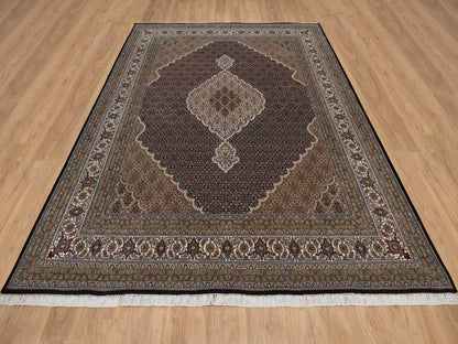Tabriz hand-knotted wool rug in Black, 7'10" x 10', SKU O092701 (view 2)