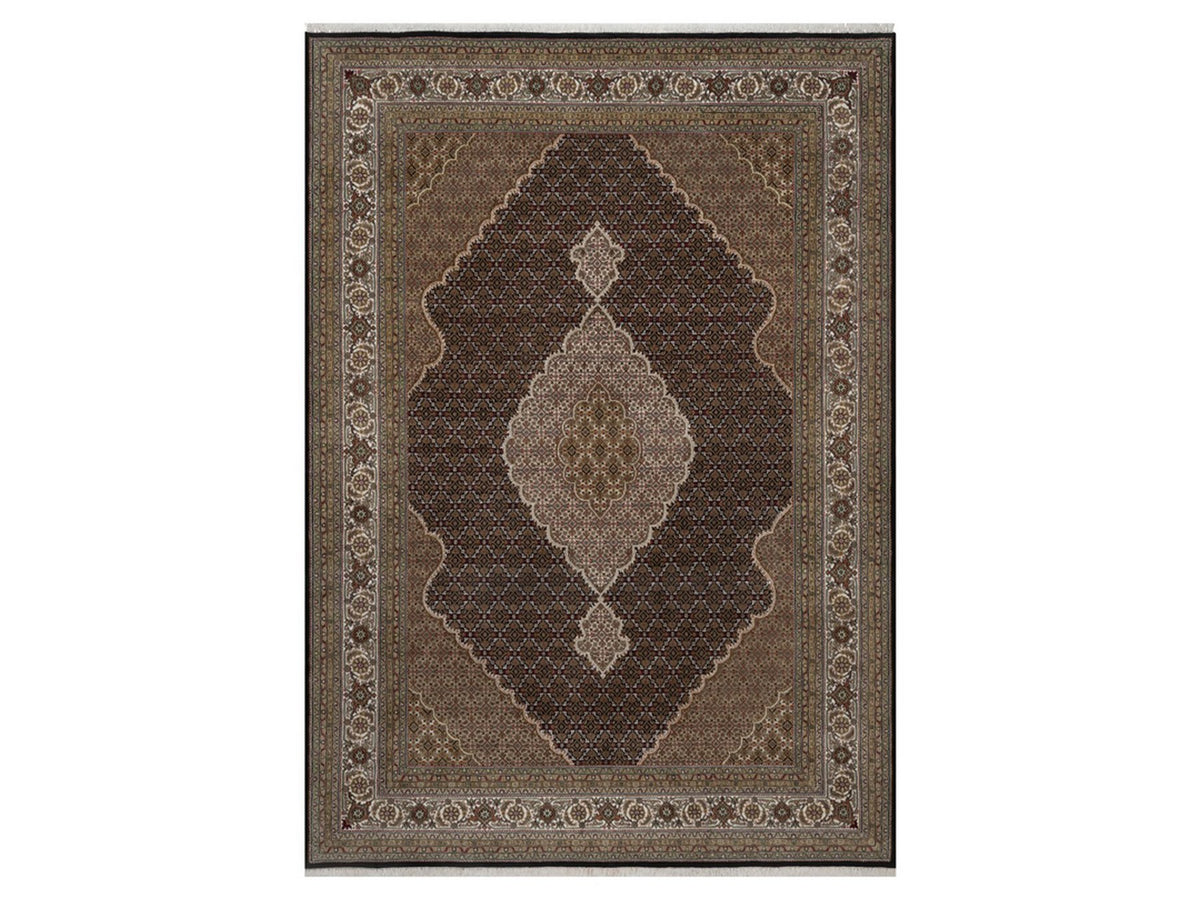 Tabriz hand-knotted wool rug in Black, 8'9" x 12'4", SKU O092702