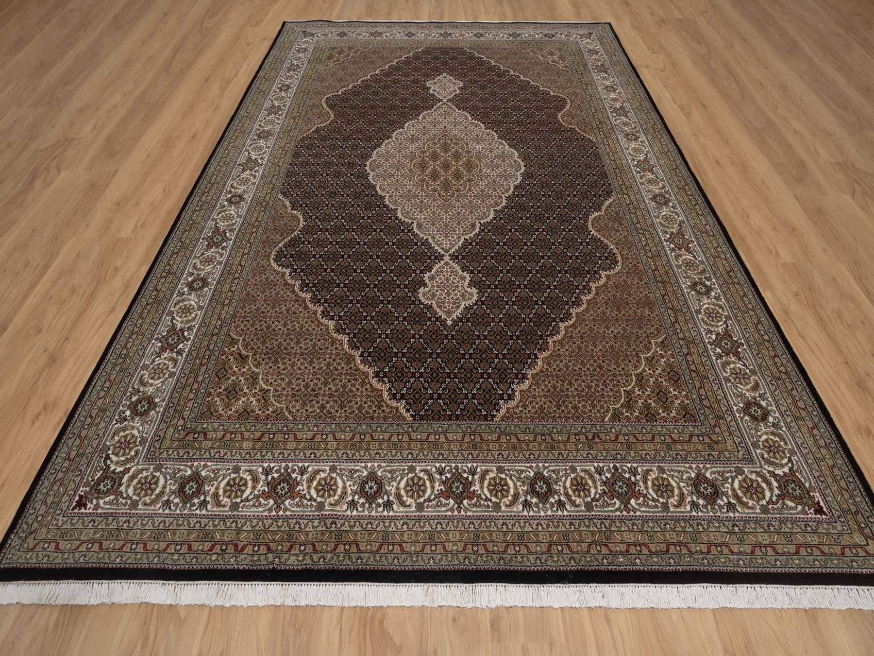 Tabriz hand-knotted wool rug in Black, 8'9" x 12'4", SKU O092702 (view 2)
