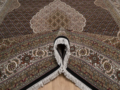 Tabriz hand-knotted wool rug in Black, 8'9" x 12'4", SKU O092702 (view 5)
