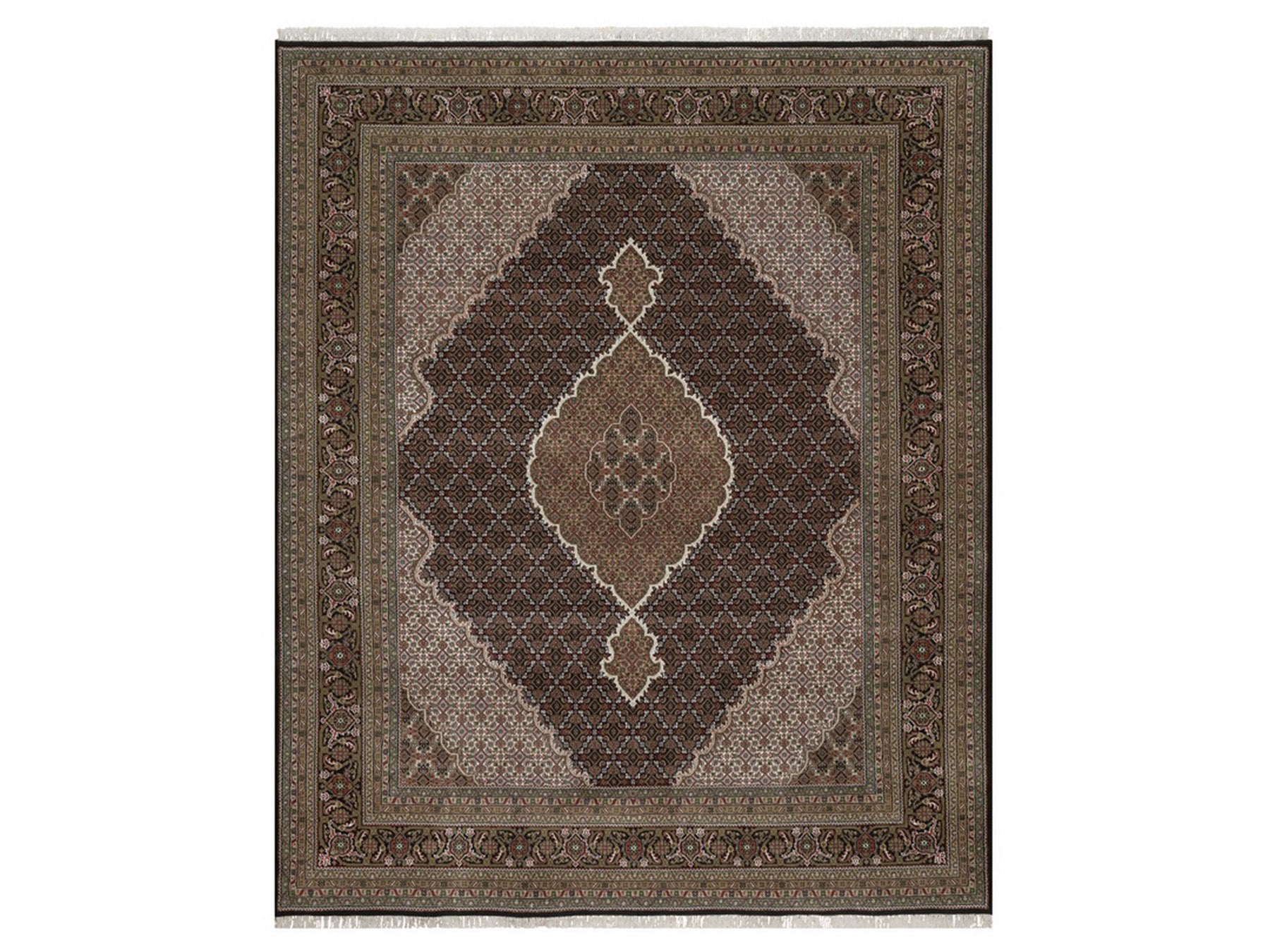 Tabriz hand-knotted wool rug in Black, 7'11" x 9'11", SKU O092703