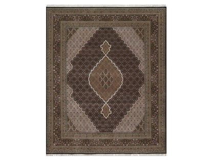Tabriz hand-knotted wool rug in Black, 7'11" x 9'11", SKU O092703