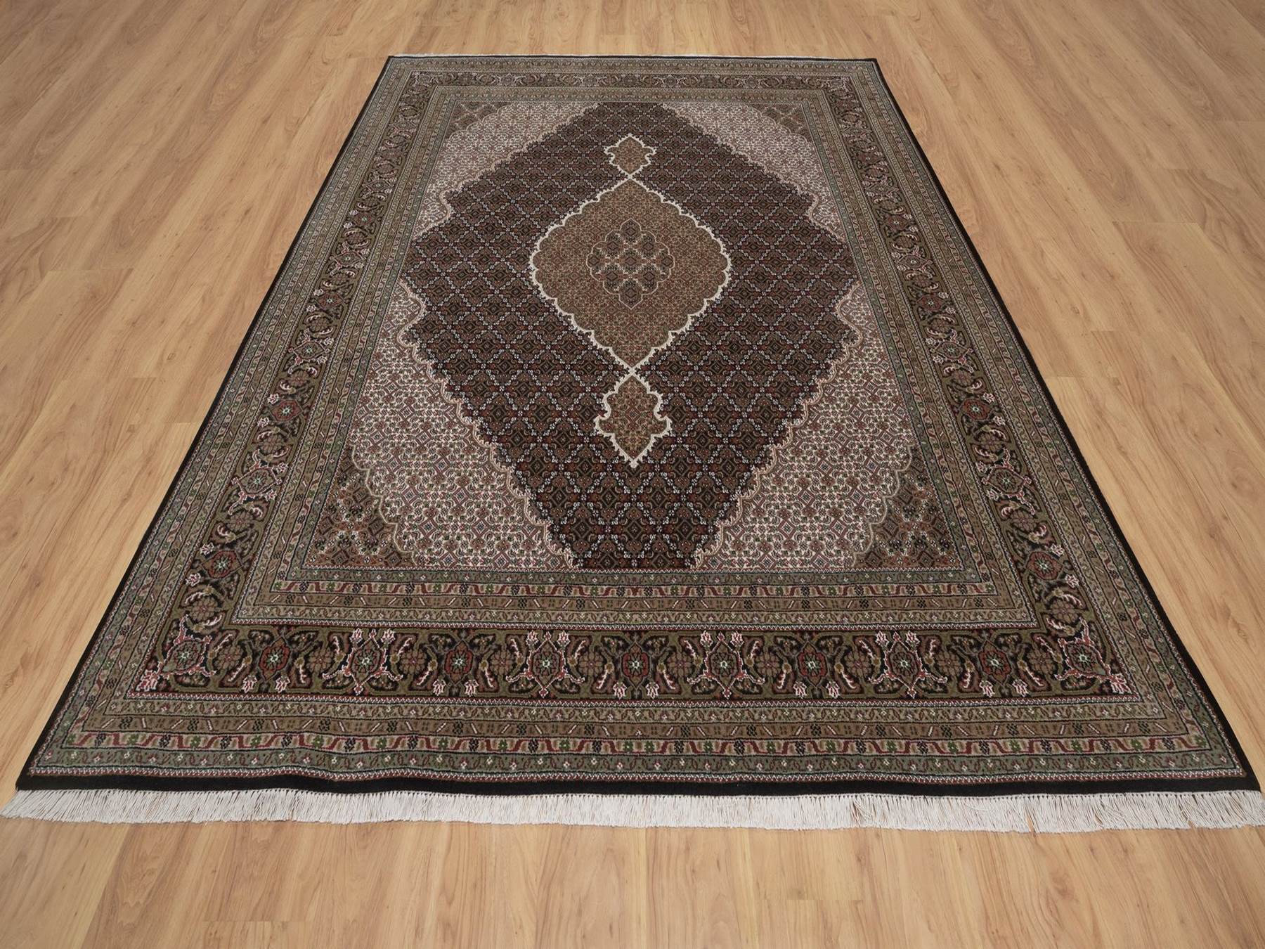 Tabriz hand-knotted wool rug in Black, 7'11" x 9'11", SKU O092703 (view 2)