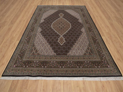 Tabriz hand-knotted wool rug in Black, 7'11" x 9'11", SKU O092703 (view 2)
