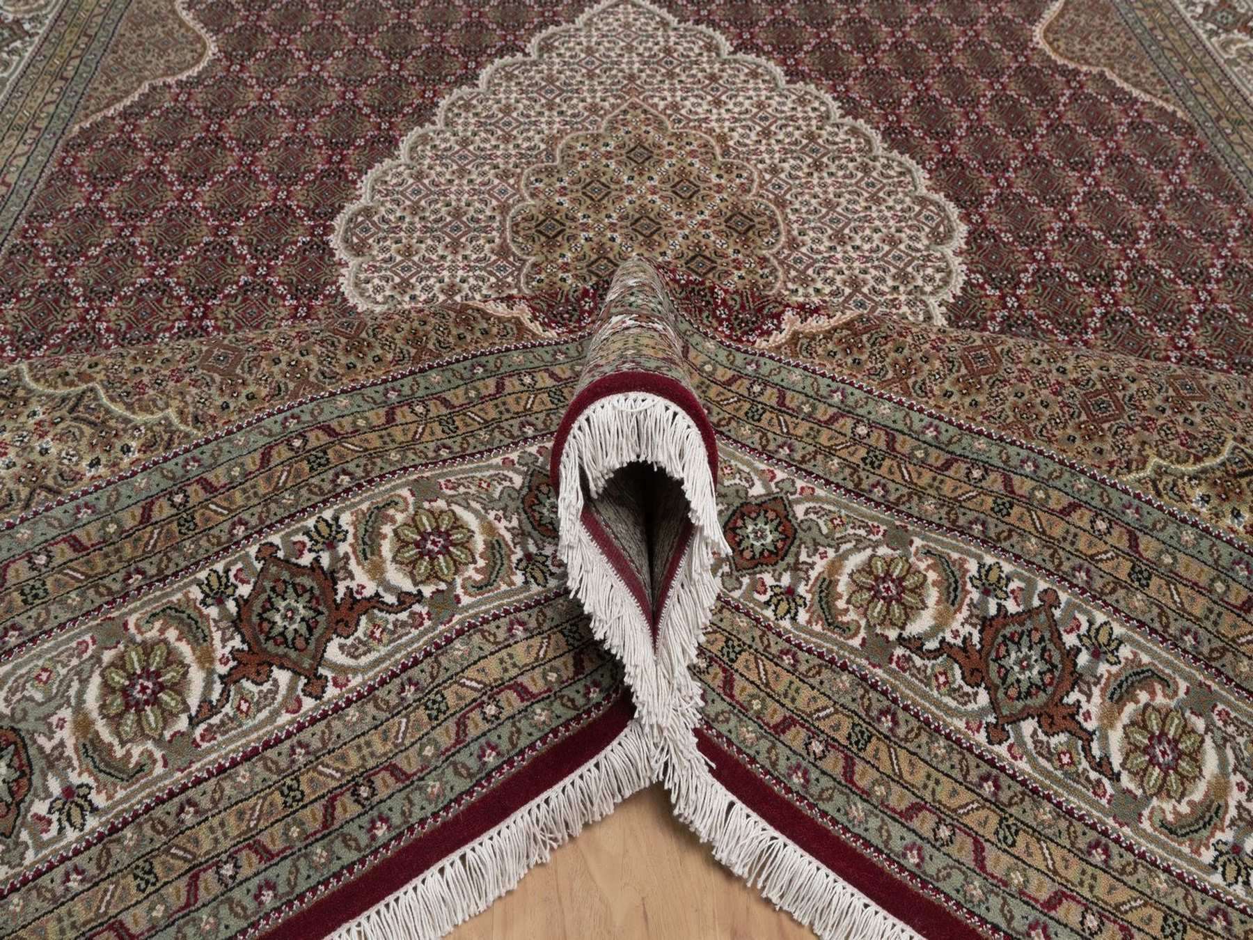 Tabriz hand-knotted wool rug in Red, 8'11" x 12'2", SKU O092704 (view 5)