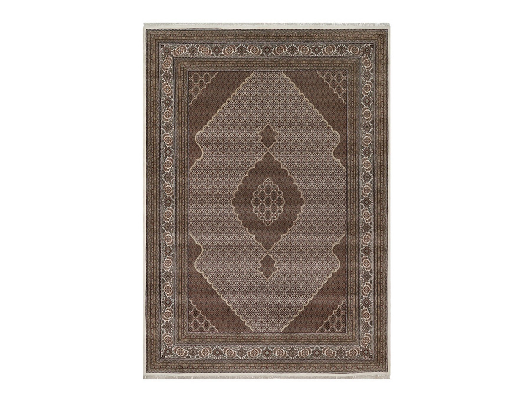 Tabriz hand-knotted wool rug in Ivory, 9'11" x 14'1", SKU O092705