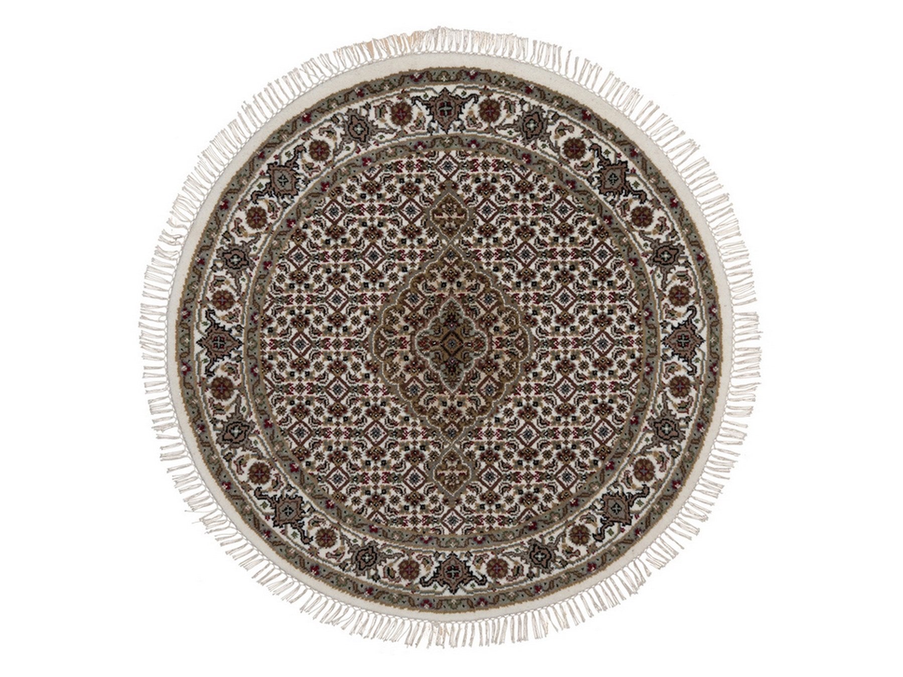 Tabriz hand-knotted wool rug in Ivory, 3'4" x 3'4", SKU O092706