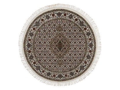 Tabriz hand-knotted wool rug in Ivory, 3'4" x 3'4", SKU O092706