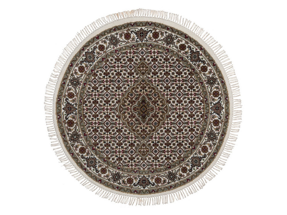 Tabriz hand-knotted wool rug in Ivory, 3'4" x 3'4", SKU O092706