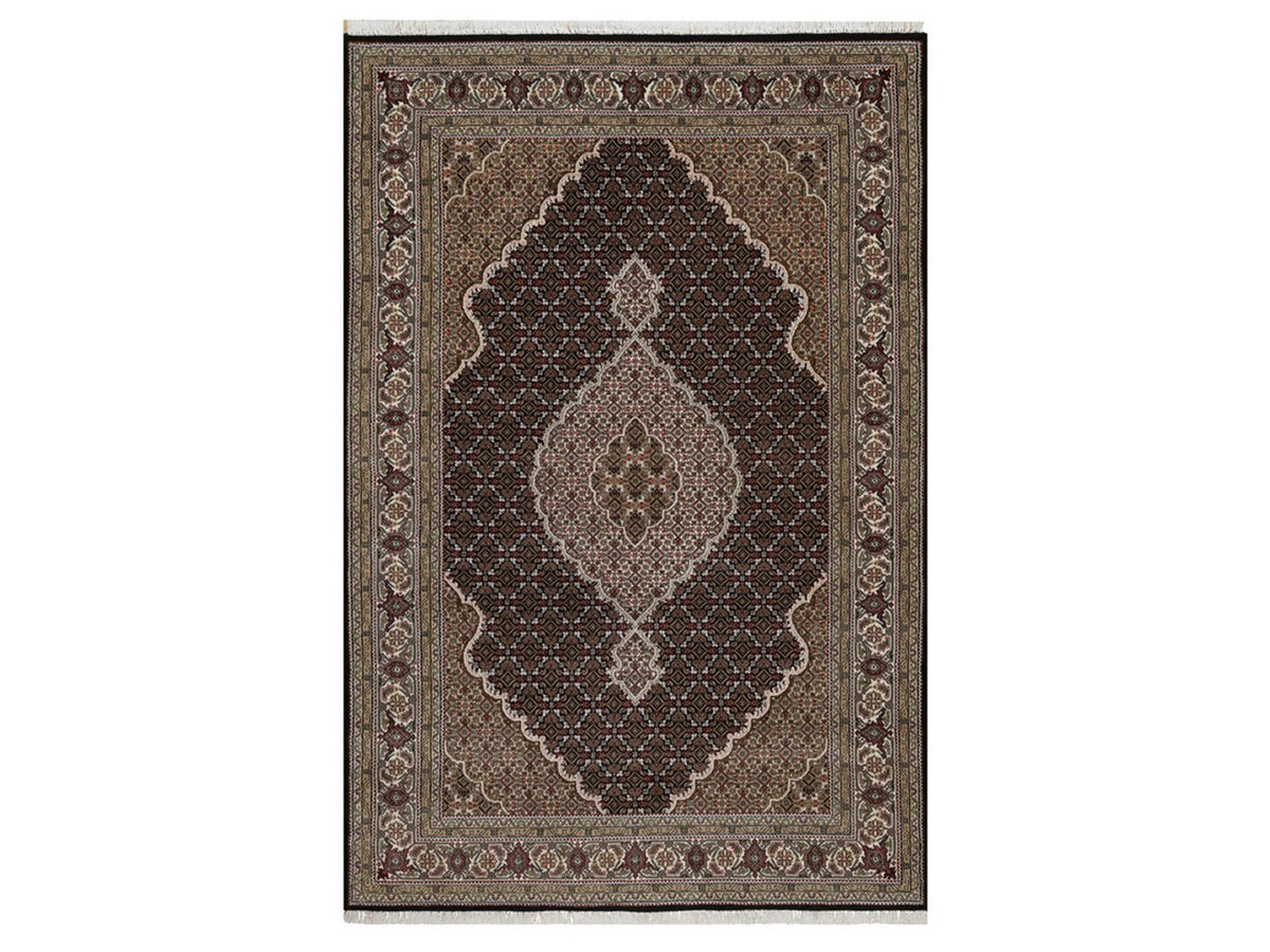 Tabriz hand-knotted wool rug in Black, 6' x 9', SKU O092707