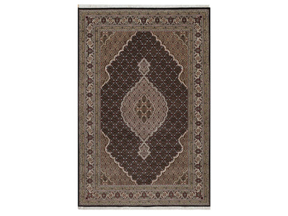 Tabriz hand-knotted wool rug in Black, 6' x 9', SKU O092707