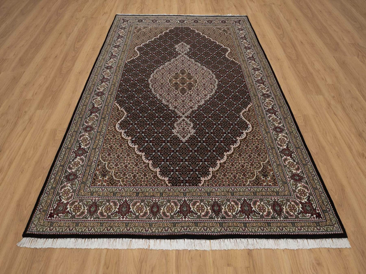 Tabriz hand-knotted wool rug in Black, 6' x 9', SKU O092707 (view 2)