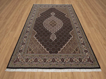 Tabriz hand-knotted wool rug in Black, 6' x 9', SKU O092707 (view 2)