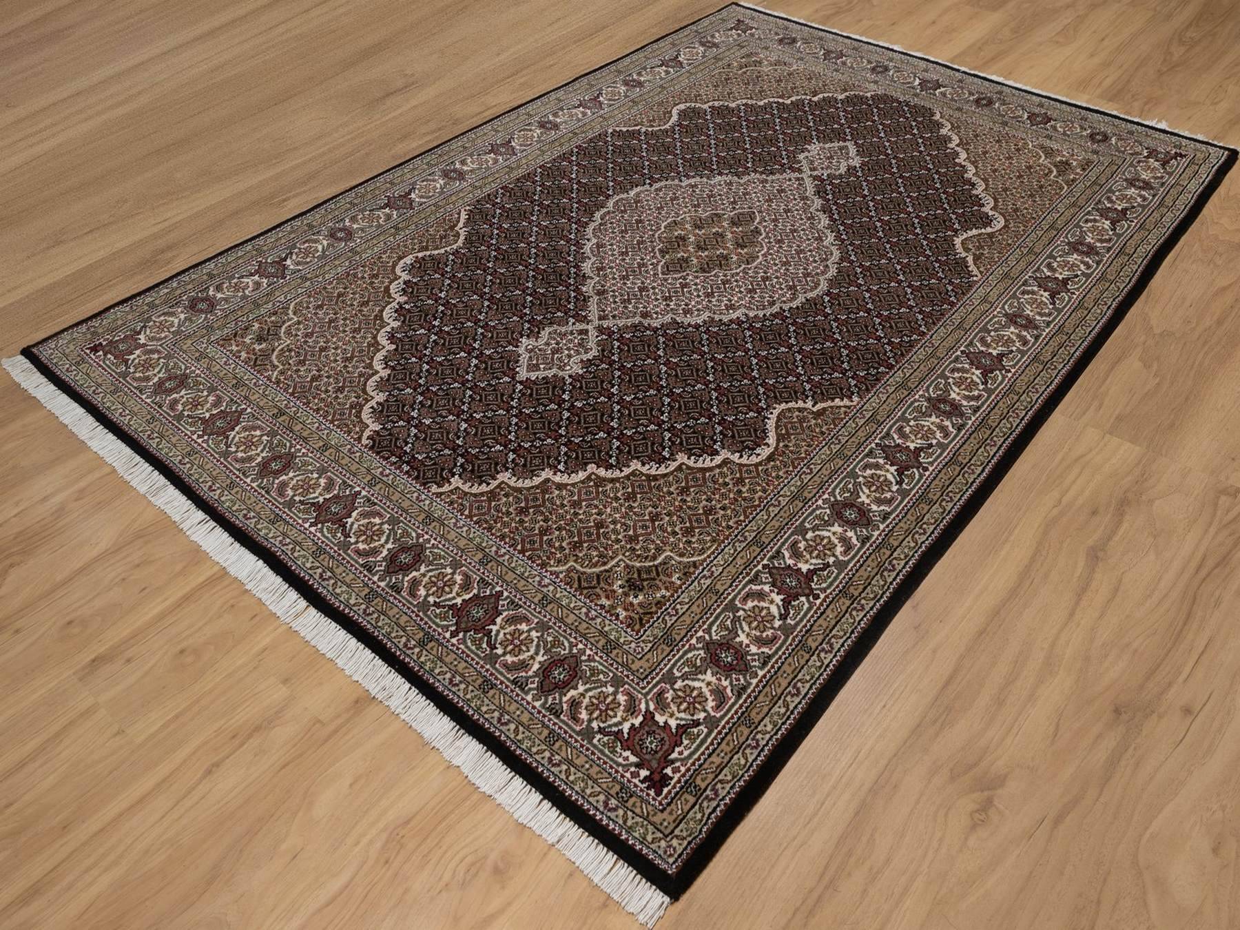 Tabriz hand-knotted wool rug in Black, 6' x 9', SKU O092707 (view 3)