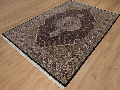 Tabriz hand-knotted wool rug in Black, 6' x 9', SKU O092707 (view 3)