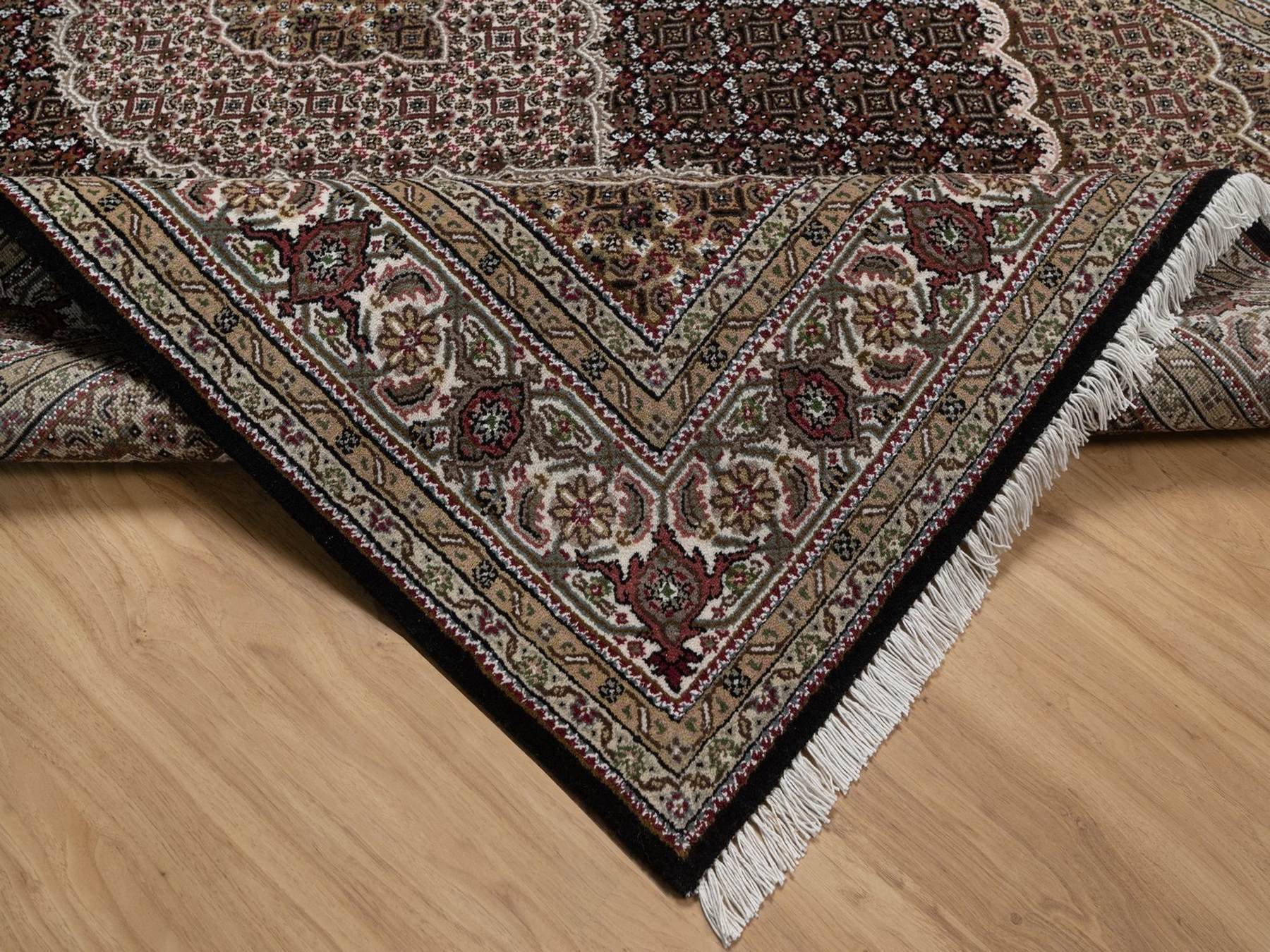 Tabriz hand-knotted wool rug in Black, 6' x 9', SKU O092707 (view 6)