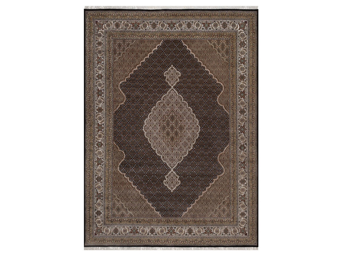 Tabriz hand-knotted wool rug in Black, 8'10" x 12'1", SKU O092711