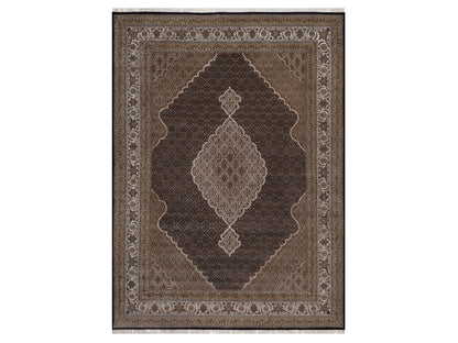 Tabriz hand-knotted wool rug in Black, 8'10" x 12'1", SKU O092711