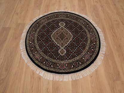 Tabriz hand-knotted wool rug in Black, 3'3" x 3'3", SKU O092712 (view 2)