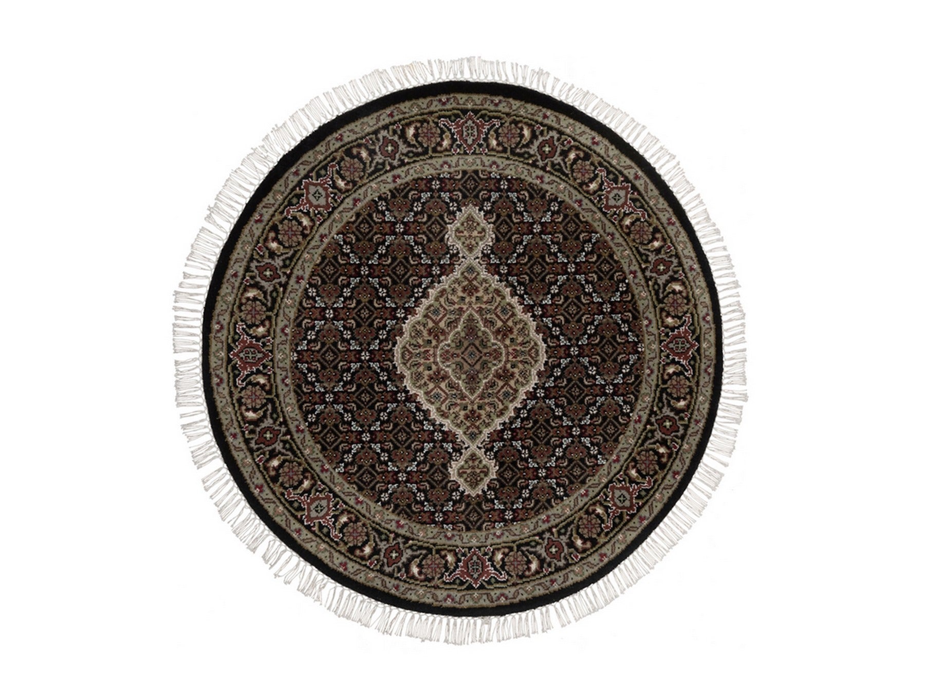Tabriz hand-knotted wool rug in Black, 3'4" x 3'4", SKU O092713