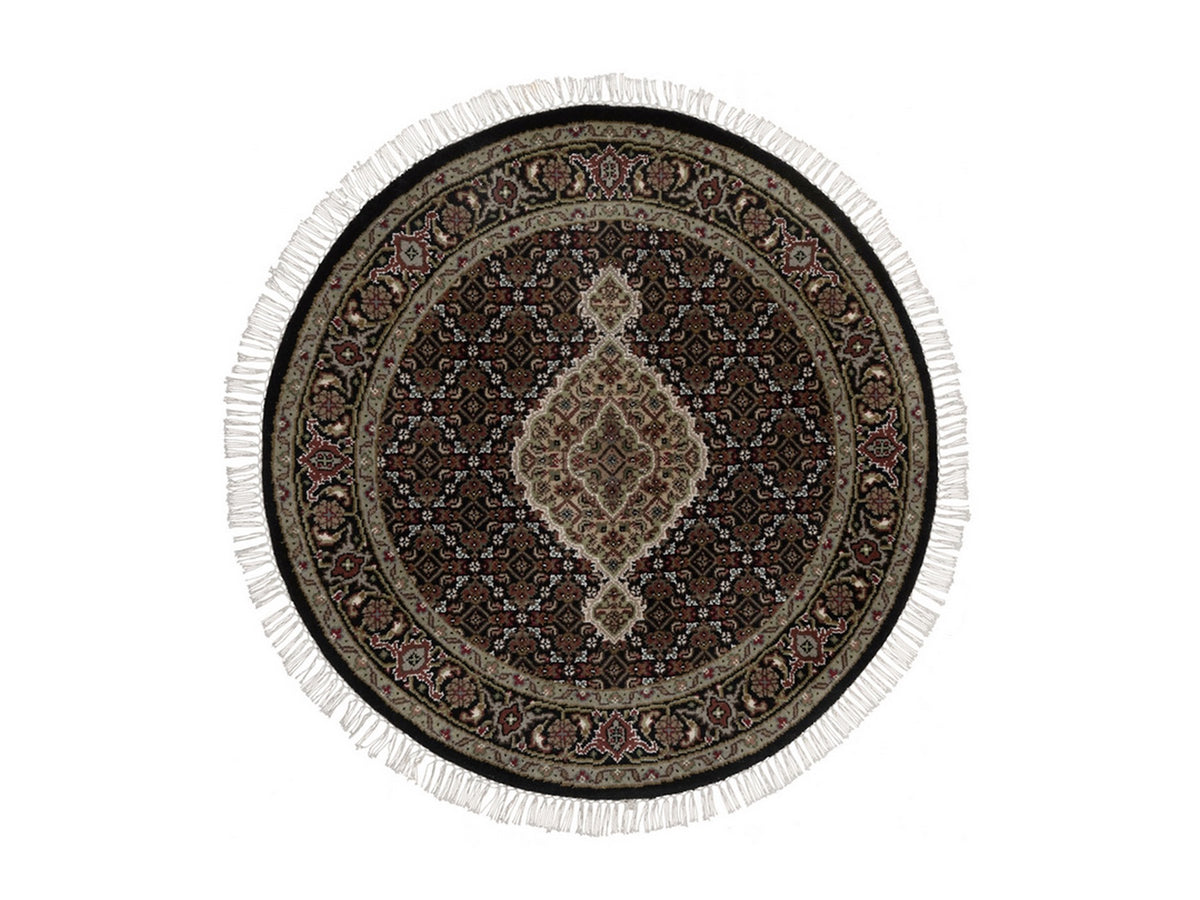 Tabriz hand-knotted wool rug in Black, 3'4" x 3'4", SKU O092713