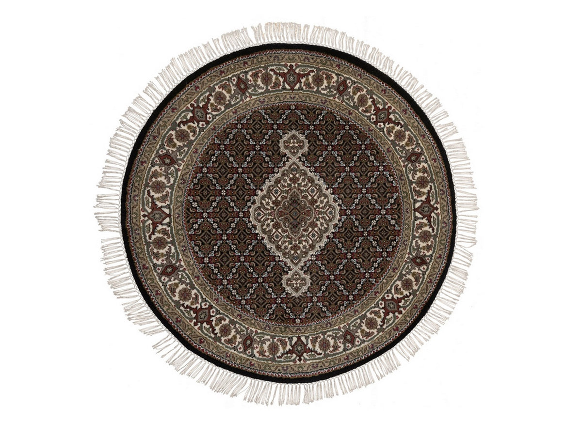 Tabriz hand-knotted wool rug in Black, 3'10" x 3'10", SKU O092714
