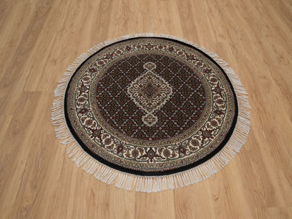Tabriz hand-knotted wool rug in Black, 3'10" x 3'10", SKU O092714 (view 2)