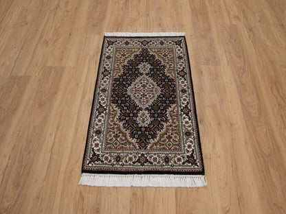 Tabriz hand-knotted wool rug in Black, 1'11" x 3'1", SKU O092715 (view 2)