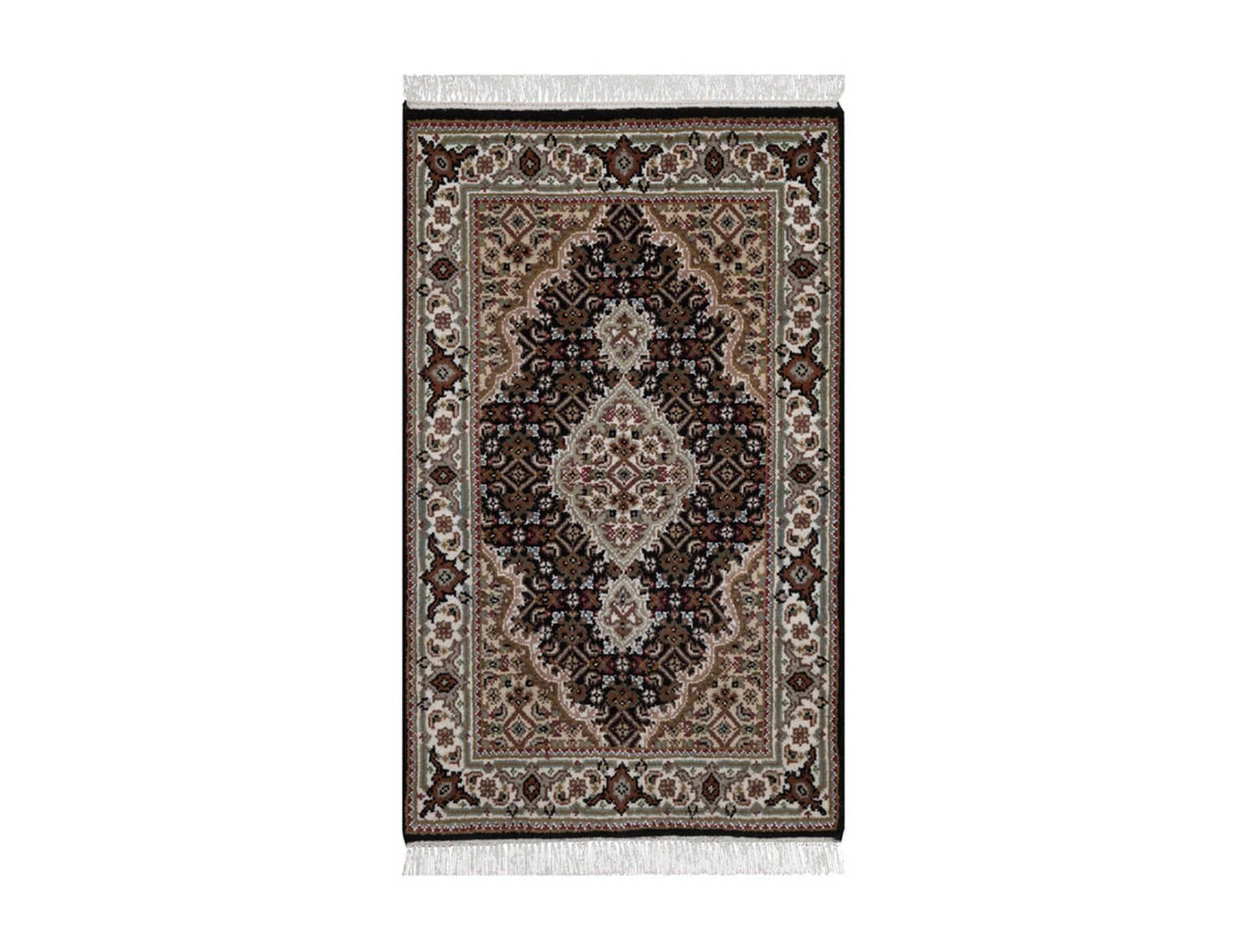 Tabriz hand-knotted wool rug in Black, 1'11" x 3', SKU O092716