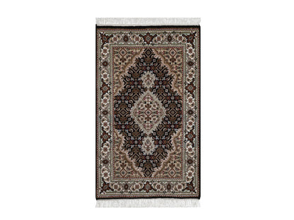 Tabriz hand-knotted wool rug in Black, 1'11" x 3', SKU O092716