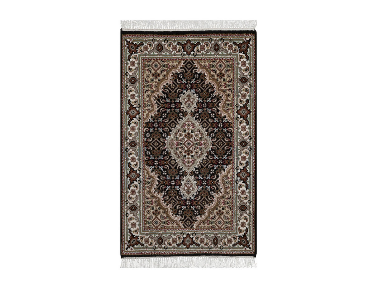 Tabriz hand-knotted wool rug in Black, 1'11" x 3', SKU O092717