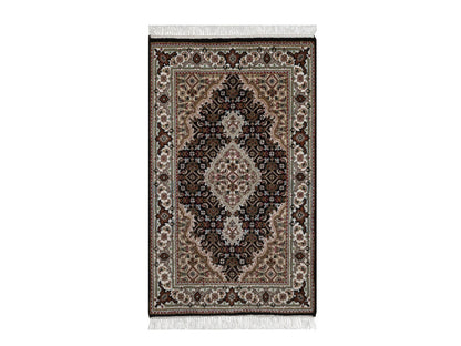 Tabriz hand-knotted wool rug in Black, 1'11" x 3', SKU O092717