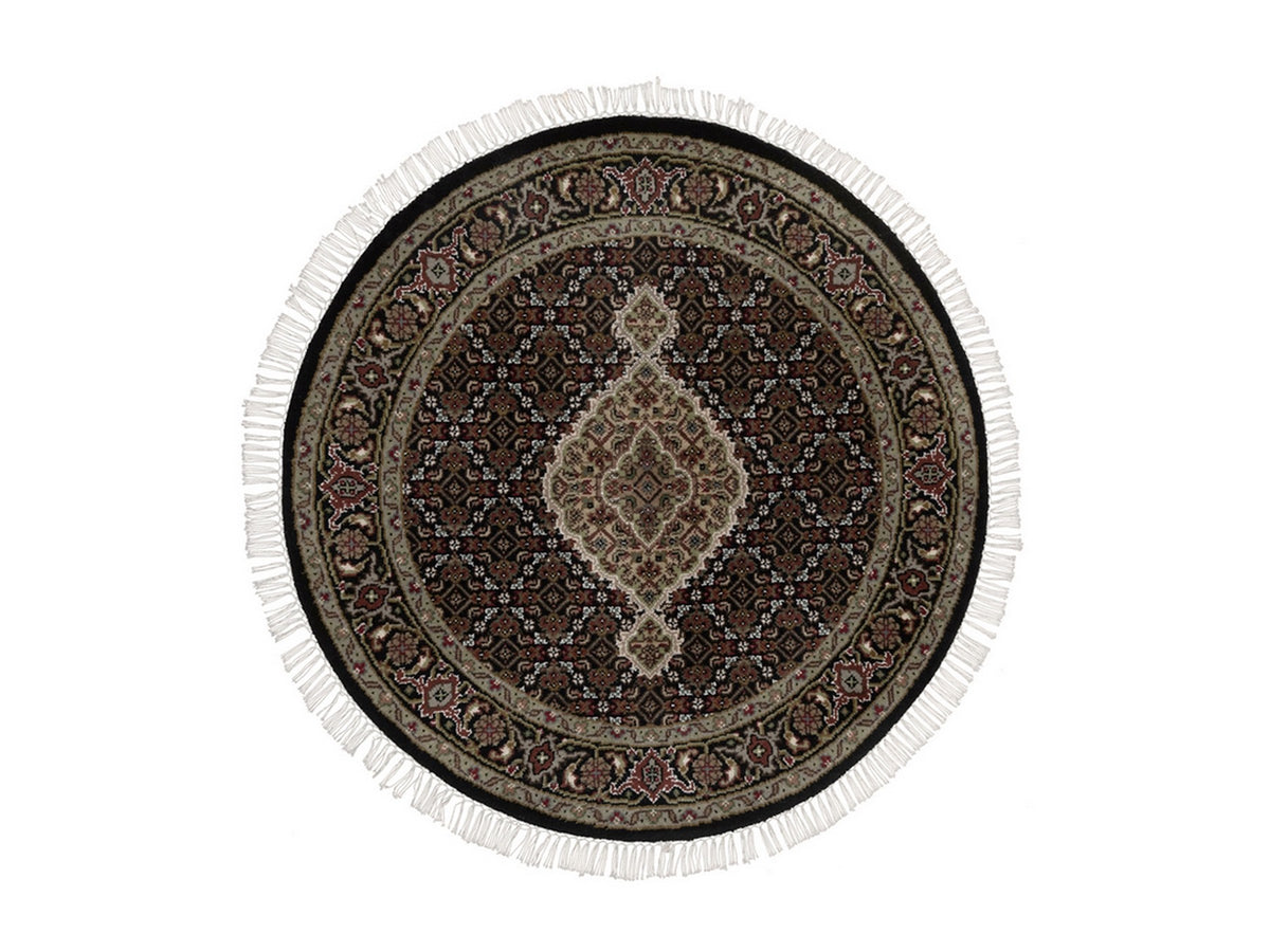 Tabriz hand-knotted wool rug in Black, 3'5" x 3'5", SKU O092718