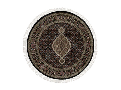 Tabriz hand-knotted wool rug in Black, 3'5" x 3'5", SKU O092718