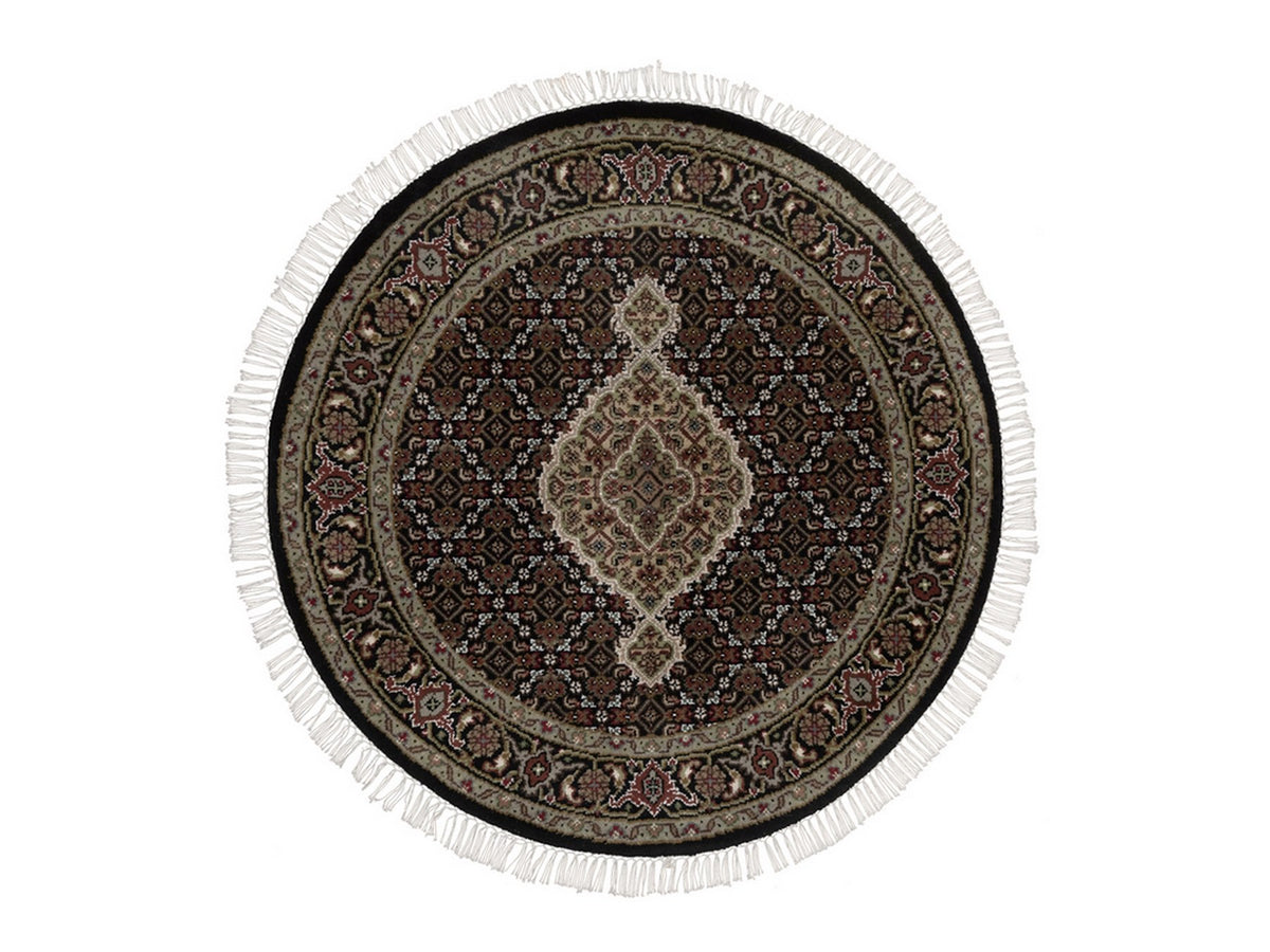 Tabriz hand-knotted wool rug in Black, 3'4" x 3'4", SKU O092719